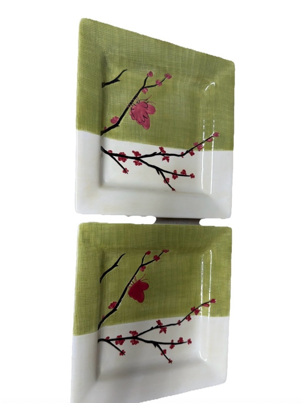 Pier 1 Vtg Sample Porcelain  Square Ceramic Serving Plates - Set of 2